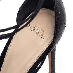 Alexandre Birman Black Python and Suede Strappy Sandals Size 39.5 