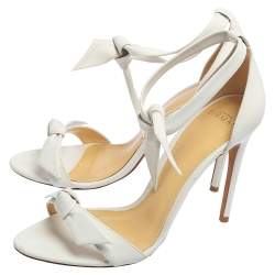 Pre Owned Alexandre Birman White Leather Ankle Strap Sandals Size 37