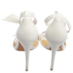 Pre Owned Alexandre Birman White Leather Ankle Strap Sandals Size 37