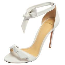 Pre Owned Alexandre Birman White Leather Ankle Strap Sandals Size 37