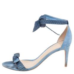 Alexandre Birman Blue Snakeskin Leather and Suede Clarita Ankle-Tie Sandals Size 40