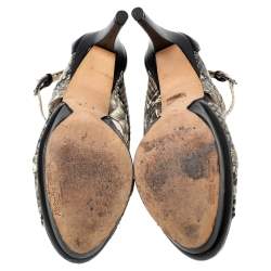 Alexandre Birman Beige/Brown Python And Leather Platform Sandals Size 40