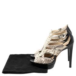 Alexandre Birman Beige/Brown Python And Leather Platform Sandals Size 40