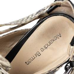 Alexandre Birman Beige/Brown Python And Leather Platform Sandals Size 40