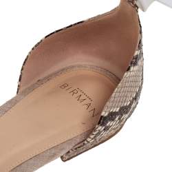 Alexandre Birman White/Brown Python and Knotted Leather Ankle-Wrap Flat Sandals Size 40