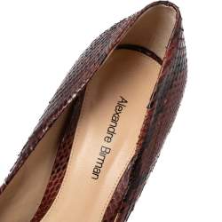 Alexandre Birman Two-Tone Python Leather Peep-Toe Platform Pumps Size 36.5
