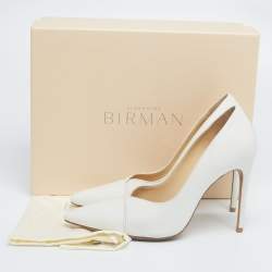 Pre Owned Alexandre Birman White Leather Pointed Toe Pumps Size 38.5