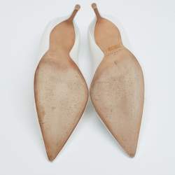 Pre Owned Alexandre Birman White Leather Pointed Toe Pumps Size 38.5