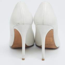 Pre Owned Alexandre Birman White Leather Pointed Toe Pumps Size 38.5