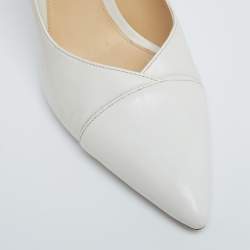 Pre Owned Alexandre Birman White Leather Pointed Toe Pumps Size 38.5