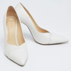 Pre Owned Alexandre Birman White Leather Pointed Toe Pumps Size 38.5