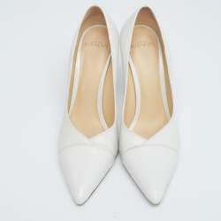 Pre Owned Alexandre Birman White Leather Pointed Toe Pumps Size 38.5
