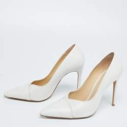 Pre Owned Alexandre Birman White Leather Pointed Toe Pumps Size 38.5