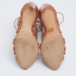 Alexandre Birman Brown Cut-Out Leather Loretta Ankle Booties Size 35.5