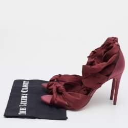 Alexandre Birman Burgundy Satin Katherine Ankle Wrap Sandals Size 40