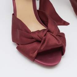 Alexandre Birman Burgundy Satin Katherine Ankle Wrap Sandals Size 40