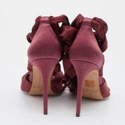 Alexandre Birman Burgundy Satin Katherine Ankle Wrap Sandals Size 40