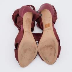 Alexandre Birman Burgundy Satin Katherine Ankle Wrap Sandals Size 40