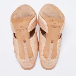 Alexandre Birman Beige Python Leather Slide Sandals Size 38.5