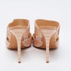 Alexandre Birman Beige Python Leather Slide Sandals Size 38.5