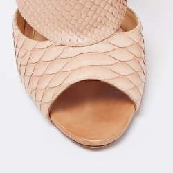 Alexandre Birman Beige Python Leather Slide Sandals Size 38.5