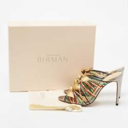 Alexandre Birman Multicolour Python Embossed Slide  Sandals Size 37.5