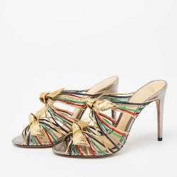 Alexandre Birman Multicolour Python Embossed Slide  Sandals Size 37.5