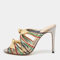 Alexandre Birman Multicolour Python Embossed Slide  Sandals Size 37.5
