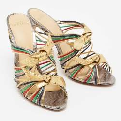 Alexandre Birman Multicolour Python Embossed Slide  Sandals Size 37.5