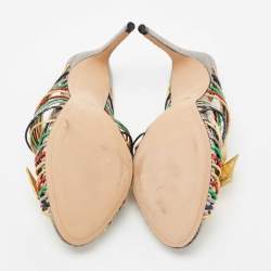 Alexandre Birman Multicolour Python Embossed Slide  Sandals Size 37.5