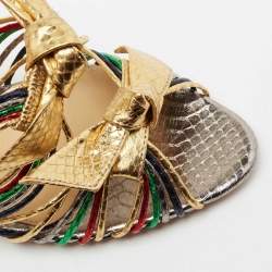 Alexandre Birman Multicolour Python Embossed Slide  Sandals Size 37.5