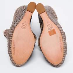 Alexandre Birman Two-Tone Python Leather Wedge Sandals Size 36