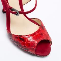 Alexandre Birman Suede And Python Leather Ankle Strap Sandals Size 38.5
