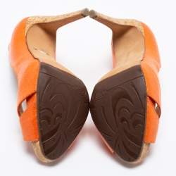 Pre Owned Alexandre Birman Orange Leather Peep Toe Pumps Size 36