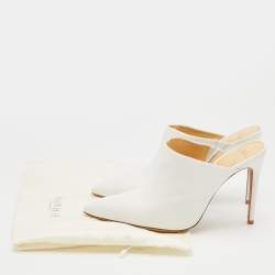 Pre Owned Alexandre Birman White Leather Amaliah Mules Size 38