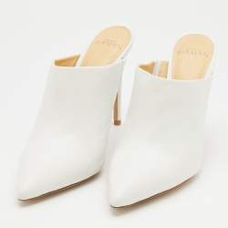 Pre Owned Alexandre Birman White Leather Amaliah Mules Size 38