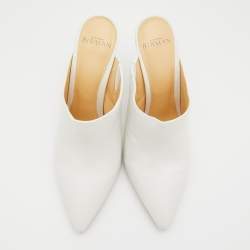 Pre Owned Alexandre Birman White Leather Amaliah Mules Size 38