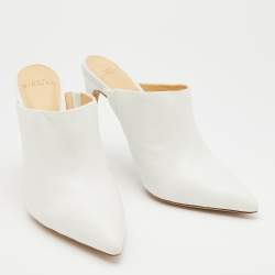 Pre Owned Alexandre Birman White Leather Amaliah Mules Size 38