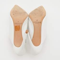 Pre Owned Alexandre Birman White Leather Amaliah Mules Size 38