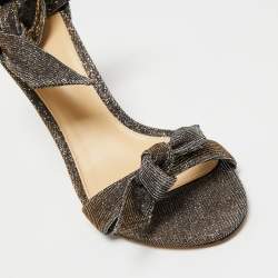 Alexandre Birman Black/Gold Lurex Fabric Clarita Bow Ankle Wrap Sandals Size 38