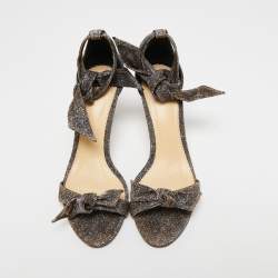 Alexandre Birman Black/Gold Lurex Fabric Clarita Bow Ankle Wrap Sandals Size 38