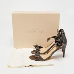 Alexandre Birman Black/Gold Lurex Fabric Clarita Bow Ankle Wrap Sandals Size 38