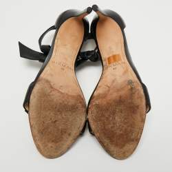 Alexandre Birman Black Leather Clarita Bow Ankle Wrap Sandals Size 40