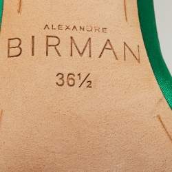 Alexandre Birman Green Satin Lovely Clarita Sandals Size 36.5