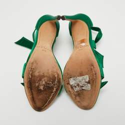Alexandre Birman Green Satin Lovely Clarita Sandals Size 36.5