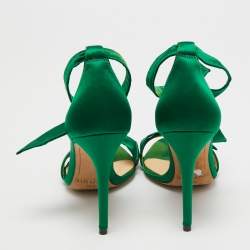 Alexandre Birman Green Satin Lovely Clarita Sandals Size 36.5