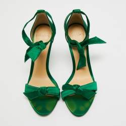 Alexandre Birman Green Satin Lovely Clarita Sandals Size 36.5