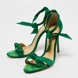 Alexandre Birman Green Satin Lovely Clarita Sandals Size 36.5