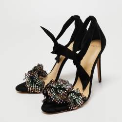 Alexandre Birman Black Suede Embellished Clarita Sandals Size 41