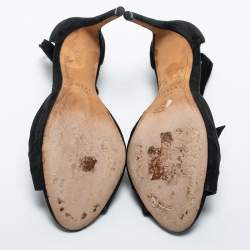 Pre Owned Alexandre Birman Black Suede Clarita Ankle Tie Sandals Size 37.5